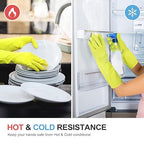 Mamison 2 Pairs Reusable Waterproof Household Dishwashing Cleaning Rubber Gloves, Non-Slip Kitchen Glove (Green, Large (Pack of 2))