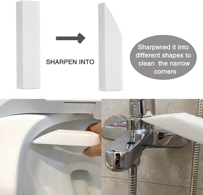 FALAMON 6 Pack Pumice Stone for Toilet Bowl Cleaning, Scouring Stick Remove Hard Water Rings, Calcium Buildup and Rust, Pumice Cleaning Bar for Tile Bath-tub