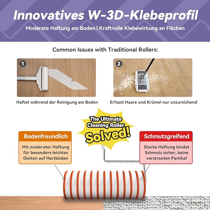 Jumbo Lint Roller,Large Lint Rollers for Pet Hair Extra Sticky Clothes - Ideal for Floors & Carpets, & Debris Removal 50-Sheets 2-Pack with Storage Tray