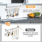 Kitchen Utensils Holder Hanging Racks 304 Stainless Steel Rail Utensil Storage Hanger Wall Mounted Rack for Tools and Pots(60cm)