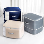 Comforter Storage Bag - 130L Blanket Storage Bags 3-Layer Ultra Space Saving Self Compression Organizer, Washable Compression Bags for Storage Comforter Blanket, 4-Pack, Navy Blue