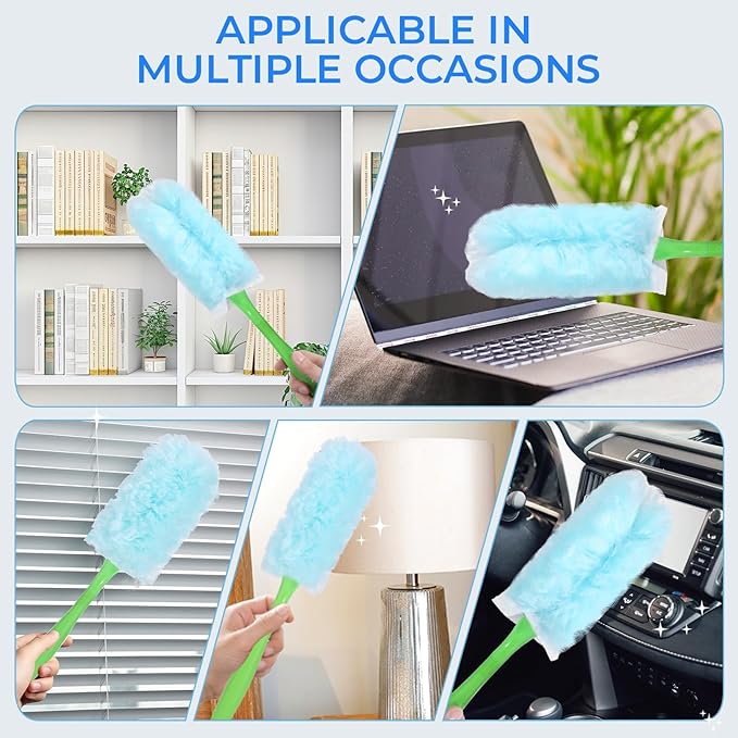 30PCS Disposable Dusters Refills Compatible with Swiffer,Bulk Heavy Duty 360 Degree Duster Replacement Head for Blinds Ceiling Fans and Furniture Dusting