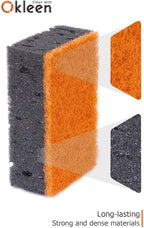 Black & Orange Multi Use Scrub Sponges. Made in Europe. 9 Pack, 4.3x2.8x1.4 inches. Heavy Duty and Non Scratch Fiber. Odorless Durable and Delicate Scrubber. Halloween Edition
