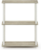 Furinno TURN-N-TUBE Storage Shelves, 3-Tier Book Shelf, Corner Shelf, Toolless Open Shelves, for Organization and Storage, Living Room, Garage, Home Office, Sonoma Oak