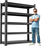 OLLRRACT Heavy Duty Garage Shelving 24" D x48 W x72 H– Durable Metal Storage Shelf Organizer for Garage, Workshop, or Utility Rooms, Heavy Duty Shelving Rack