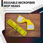 Washable Microfiber Mop Head (6 Pack) - Microfiber Replacement Mop Pads 16 x 5.5 Inches for Cleaning of Wet or Dry Floors - Professional Home/Office Cleaning Supplies, Yellow