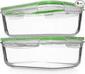 Razab 4 PC 1860ml / 63 Oz / 8 Cups Large Glass Food Storage Containers with Lids - Glass Meal Prep Containers for Roasting & Storing Leftover, Lunch Container with Lids, Microwave & Oven Safe