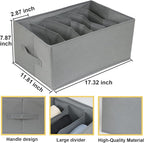 Fordonral Extra Large Clothes Closet Organizer 6 Compartments for Jean Sweater Sheets to Shirt - Divided Clothing Storage Boxes for Closet, Wordrobe, Bedroom, Shelf (4pc Gray)