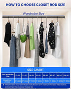 Supforce 4 PACK Closet Rods for Hanging Clothes, 17 to 69 Inches Stepless Adjustable Metal Closet Rod, 1.3 Inches Heavy Duty Clothes Hanging Rod for Closet Wardrobes Laundry RV, Black