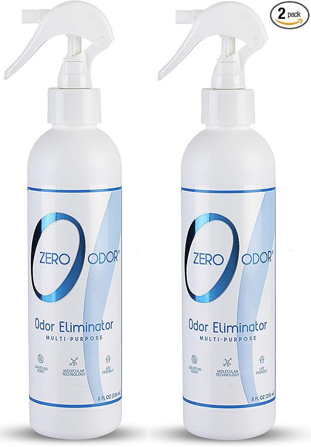 Zero Odor - Multi-Purpose Strong Odor Eliminator for Home, Office, Car, Bathroom, Hotel, Room Deodorizer, and Odor Neutralizer, 8oz Two Pack