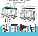 MSJGA Laundry Room Shelves Wall Mounted with Storage Basket - Stackable Wire Wall Shelves Organizer for Towels, Detergent, Tissues | Space-Saving Over Washer & Dryer, Small Spaces(11.8"Wx7.9"Dx8.5"H)