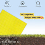 Swedish Dishcloths for Kitchen | 6 Pack Absorbent Cellulose Sponge Cloths Washable | Non-Scratch Reusable Paper Towels Quick Drying Cleaning Cloths - Yellow