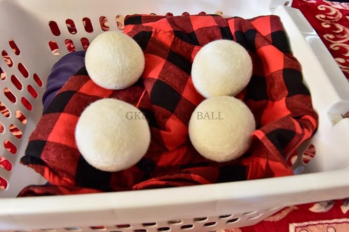 Pack of 7 Wool Laundry Dryer Ball by GK&CO-Reusable Extra Large Premium Natural Fabric Softener, Reduces Clothing Wrinkles, Eco-Friendly~Made of 100% Pure New Zealand Wool~Made in Nepal (7)