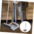 Cabilock Long Handle Broom and Dustpan with Supple Bristles Plastic and Stainless Steel for Home Office Kitchen Indoor Outdoor Cleaning Accessories