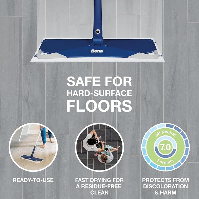 Bona® Disposable Wet Cleaning Pads for Hard-Surface Floors,Lemon Mint Scent,12 Count (Pack of 6)