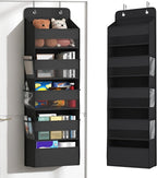 1 Pack 5-Tier Over the Door Organizer, Heavy-Duty Large Deep Pocket Hanging With 5 Large Front & 6 Side Pockets With for Pantry, Kitchen, Bathroom, Dorm, Black