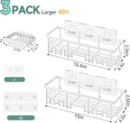 Veken Shower Caddy 3-Pack, Advanced Rustproof Design, No Drilling Adhesive Shelves, Rack with Soap Holder, Large Capacity Bathroom Organizers and Storage, Wall-Mounted Kitchen & Home Decor, White