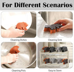 Tioncy 12 Pack Rustic Bear Kitchen Sponges Bulk 4 Colors Cute Dual Sided Scrubber Brown Black Bear Sponges Reuseble Dishwashing Kitchen Cleaning Accessories for Cookware Pot Boiler Pan Household