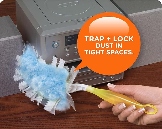 360° Heavy Duty Duster Refills for Swiffer,40 Count Duster Refills with 2 Handle,Dusting Furniture, Blinds, Ceiling Fans, Walls, Feather & Microfiber, Unscented,Disposable