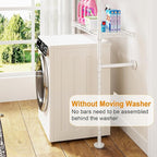 ULIFHOME U17 Wall-Mounted Over The Washer Dryer Shelves Without Moving Machines, Laundry Room Rack with Adjustable Shelves and Hanger Rod, 35" W x 22" D x 86.2" H, Holds 352 lbs, White