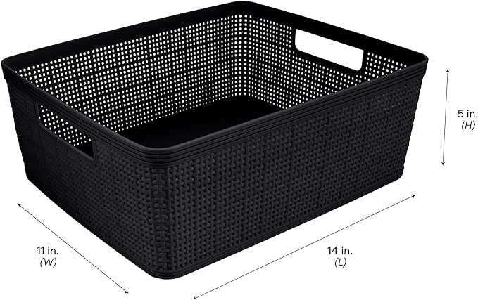 Simplify 10 Piece Organizing Set | Multiple Size Bins | Multipurpose | Office | Desk | Dorm | Bathroom | Storage Basket | Small Items | Accessories | Black