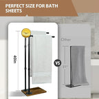 Hjarta 40 Inch Free Standing Towel Racks for Bathroom, Black Towel Holders with Wooden Base, 2-Tier Freestanding Towel Holder Stand for Bath Towel Sheet