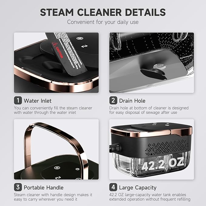 Steam Cleaner for Home, Powerful Steamer for Cleaning, 4Bar Pressure & 15S Instant Heat, Multipurpose Cleaning Steamer with Replacement Heads for Home, Dirt, Grease, Grout, Tile,Floor, Car Detailing