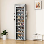 ROJASOP Shoe Rack with Covers 10 Tier Large Shoe Organizer Tall Shoe Closet Storage for 20-22 Pairs Shoe and Boot, Free Standing Shoe Rack Organizer for Closet, Entryway, Bedroom, Grey