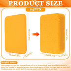24 Pcs Large Cleaning Sponges Bulk, 7.6 x 5.3 x 1.9 Inch Yellow Reusable Grout Sponge Super Absorbent Non-Scratch Car Wash Sponges for Car, Floors, Windows, Dishes Cleaning