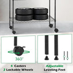 BestOffice 14"x30"x60" Commercial Storage Shelves Heavy Duty Shelving 5 Tier Layer Wire Shelving Unit with Wheels Metal Wire Shelf Standing Garage Shelves Storage Rack,Adjustable NSF Certified(Black)