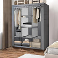 PLKO Portable Closet, Wardrobe Closet Organizer,Portable Clothes Closet Rolling Door Wardrobe with Grey Oxford Fabric Cover for Bedroom, (Grey)