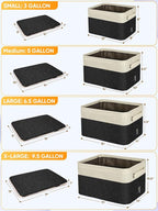 BALEINE 3 Pack Fabric Storage Bins for Shelves, Linen Storage Baskets for Organizing, Decorative Closet Bins for Clothes, Home (Black, 15"x11"x9.5")