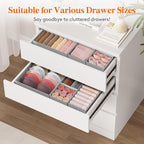 Lifewit Drawer Organizer Clothes for Closet 32 Pack, 3 Sizes Underwear Wardrobe Drawer Dividers, Fabric Foldable Dresser Storage Organizer Bins for Sock/Bra/Lingerie/Undies, Light Gray