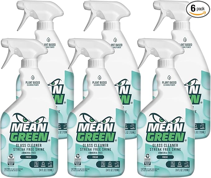 Mean Green Non-Concentrated Ready-to-Use Glass Cleaner, Fresh Scent, 24 Ounce, 6 Pack