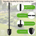 43.7Inches Small Spade Trench Shovel with Heavy Duty Steel Handle Garden Tools, Small Shovel for Digging Gardening Camping Yardwork Car, Black