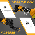 Cordless Oscillating Multitool Compatible with DeWalt 20V Max Battery, Tool Only, 6 Speeds 8,500-21,000 RPM, Bulit-in LED Light, 22 Accessories, Oscillating Power Tools for Scraping Cutting Sanding