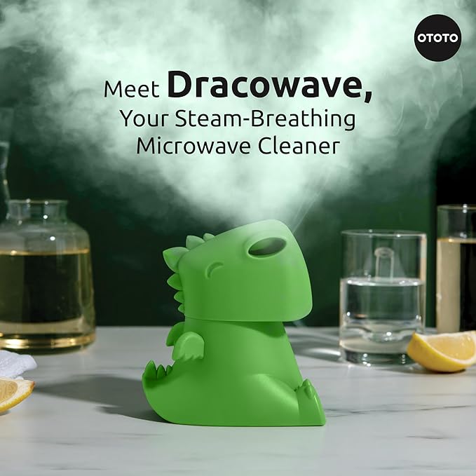 OTOTO NEW Dracowave Microwave Cleaner - Dragon Microwave Steam Cleaner, Cleans Grime in Minutes with Water and Vinegar - Cute Kitchen Gifts Accessories, Funny Kitchen Gadgets, White Elephant Gifts