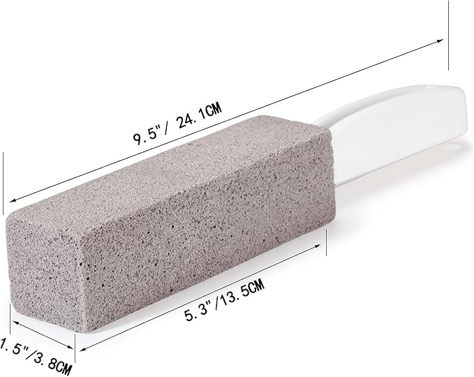 2 Pack Pumice Stone for Bowl Cleaning with Handle, Scouring Stick Removes Hard Water Rings, Calcium Buildup and Rust for Cleaning Toilet, Bathroom, Kitchen Sink, Grill (Gray)