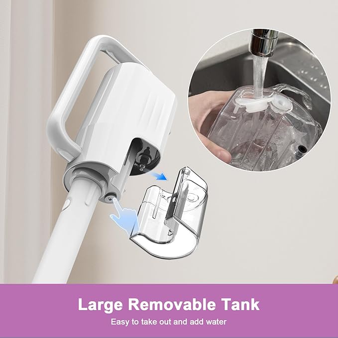 7-in-1 Steam Mop, 1200W Rotated Steam Cleaner for Home, 2 Modes, 400ML Removable Tank, 23FT Power Cable, 2 Washable Pads, Steamer for Hard Floor, Laminate Floor, Tiles Cleaning（Onion White）