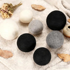 6 Pack Wool Dryer Balls Laundry Reusable Anti Static, Cotton Balls Wool Laundry Balls for Dryer Reduces Clothing Wrinkles Natural Fabric Softener Last 1000+ Loads (Black, 2.75 in/7 cm)