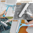 Pro 3 in 1 Window Cleaning Scrapers, 3 in 1 Spray Squeegee, Window Squeegee, Suitable for Cleaning Bathroom Glass, Mirrors, Car Windows (Blue)