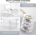 Elechomes Shoe Boxes Clear Plastic Stackable 18 Pack Premium Shoe Organizer Storage for Closet Foldable Shoe Rack Containers Sneaker Display Case Holder Shoe Bin Entryway Drawers Gifts
