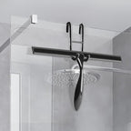 Simtive 14-Inch Shower Squeegee Set, Includes Shower Door Hook and Adhesive Hook, Squeegee for Shower Doors, Mirror and Window, Black