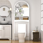 Spurgehom Over The Toilet Storage Cabinet, Bathroom Shelf Organizer Freestanding, Bathroom Arch Cabinet Over Toilet with Toilet Paper Holder and Anti-Tipping Device (Narrow Style-White)
