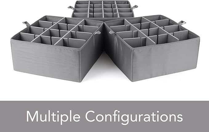 Covermates Keepsakes - Adjustable Zip-Top Storage Box - Configurable FlexGrid Compartments - Heavy Duty Polyester- Reinforced Handles - Stackable Design - Indoor Storage, Beige Heather