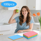 100pcs Kitchen Sponges Bulk Natural Sponges for Dishes Reusable Dish Sponge Scrub Compressed Wood Pulp Sponge Non-Scratch Cleaning Spongefor Kids DIY Kitchen Bathroom Household