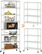 Golpart 8 Tier Shelves Storage Shelf Wire Closet Bathroom Organizers Metal Pantry Kitchen Garage Shelving Unit Laundry Room Organization Home Rack Net Basket Black with Wheels 12”D X 22”W X 74.2”H