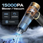 BSRCO Hand Held Vacuum Cordless Rechargeable: 15000PA Powerful Suction Hand Held Car Vacuum Cleaner,1.25 lbs Lightweight & Washable Filter Air Duster and Vacuum Cleaner for Home, Car,Pets
