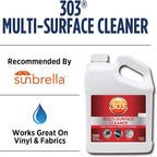 303 Products Multi-Surface Cleaner - Safely Cleans All Water Safe Surfaces, Including All Types of Fabric and Vinyl, Rinses Residue Free, Manufacturer Recommended, 1 Gallon (30570)