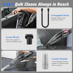 BSRCO Handheld Vacuum Cordless Rechargeable, 3-in-1 Car Vacuum Portable with LED Light & USB Charge, 1.65Lbs Lightweight Hand Vacuum Cleaner for Pet Hair, Home, Car Interior
